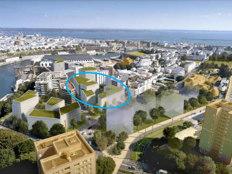 Le Groupe Réalités a dévoilé l'architecture du nouvel îlot F du quartier des Capucins à Brest où se mélangeront bureaux, logements neufs, équipements.