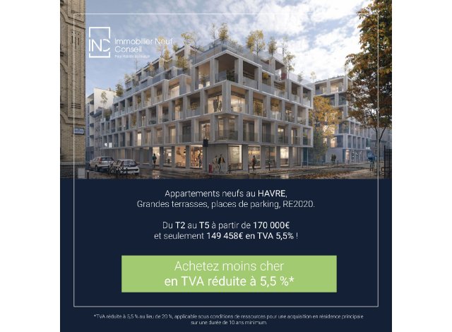 Investissement locatif en Seine-Maritime 76 : programme immobilier neuf pour investir Ilot Holker  Le Havre
