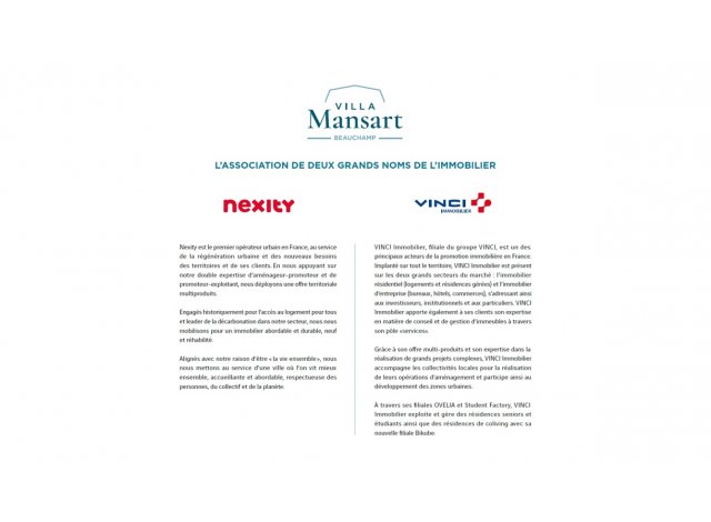 Projet immobilier Beauchamp : Villa Mansart